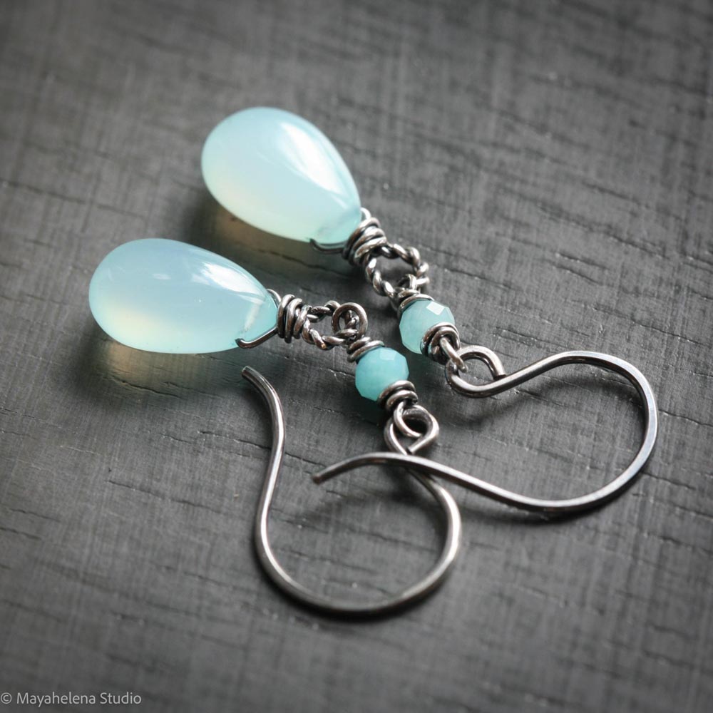 il_fullxfull.7224294777_suay.jpg Dot the I - Aqua Chalcedony Sterling Silver Earrings