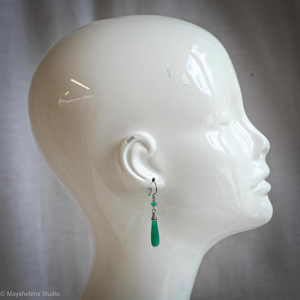Dot the I - Green Onyx Sterling Silver Earrings
