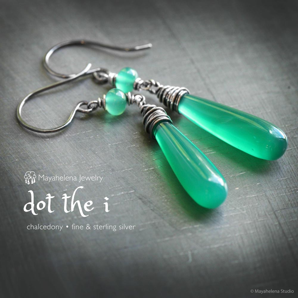 Dot the I - Green Onyx Sterling Silver Earrings