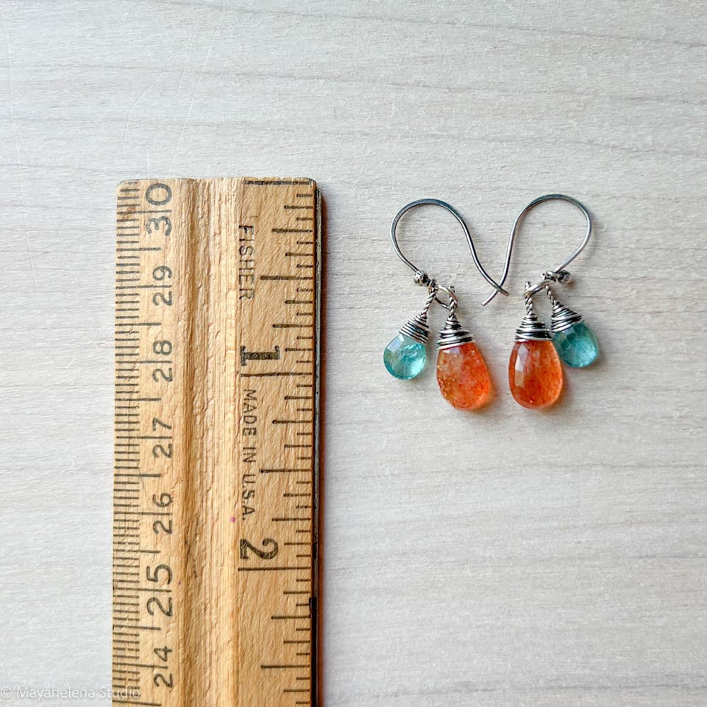 Golden Hour - Sunstone and Apatite Sterling Silver Earrings