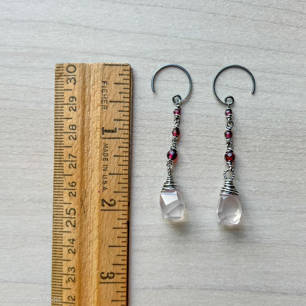 Light Seeker - Rose Quartz & Garnet Sterling Silver Earrings