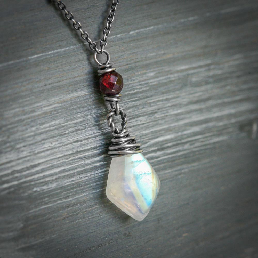 il_fullxfull.7264016793_agv5.jpg Blood Moon - Moonstone Garnet Wire Wrapped Sterling Necklace
