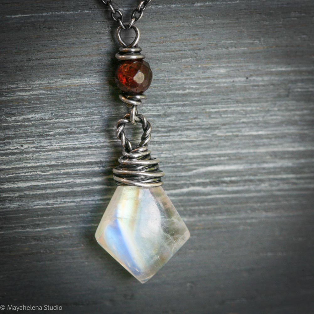 il_fullxfull.7264016805_gm47.jpg Blood Moon - Moonstone Garnet Wire Wrapped Sterling Necklace